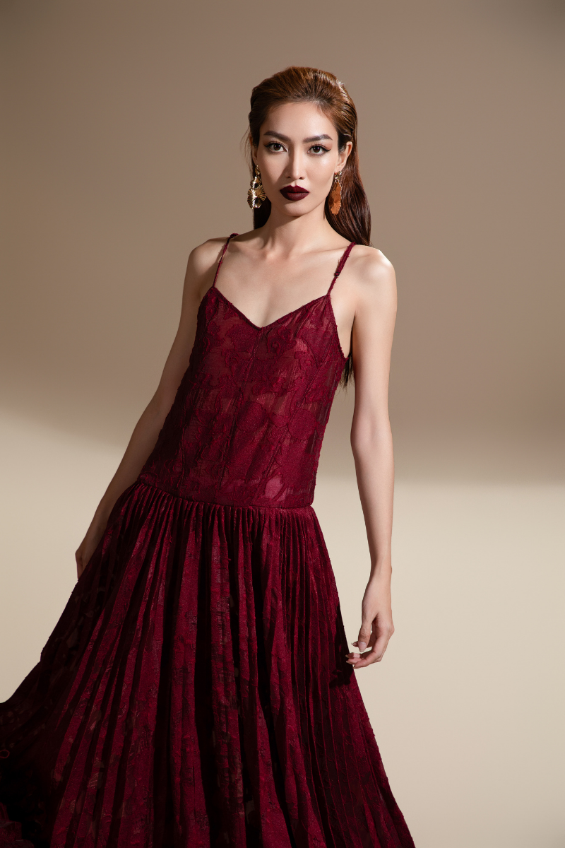 BRITTANY FLARED CAMISOLE BROCADE ORGANZA MAXI DRESS - CULT MIA