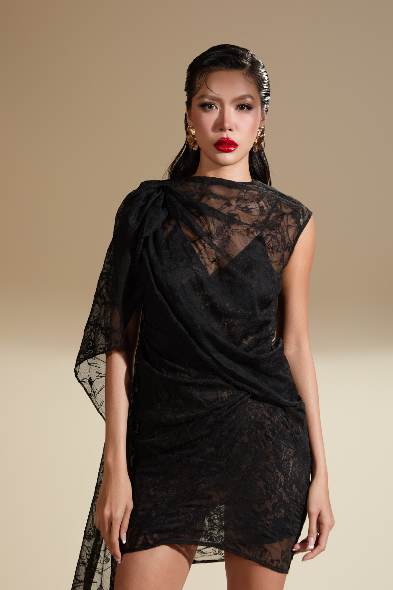 LOUISETTE STRAIGHT EXTENDED FLAP ORGANZA VOILE MINI DRESS - CULT MIA