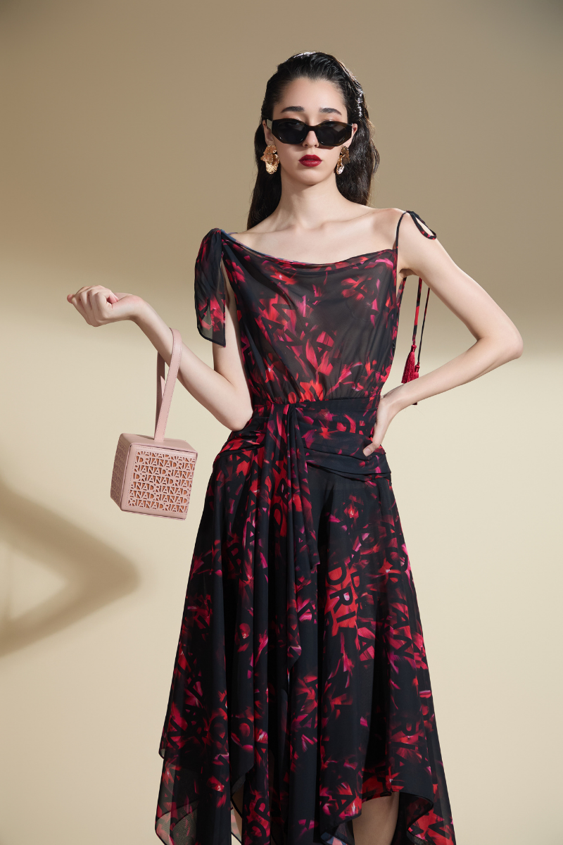 JESSICA A-LINE ASYMMETRIC SHOULDER MIDI DRESS - CULT MIA