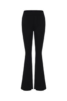 Black Valeria flared pants by Nana Jacqueline, front view showcasing stylish, wide-leg design and smooth fabric.