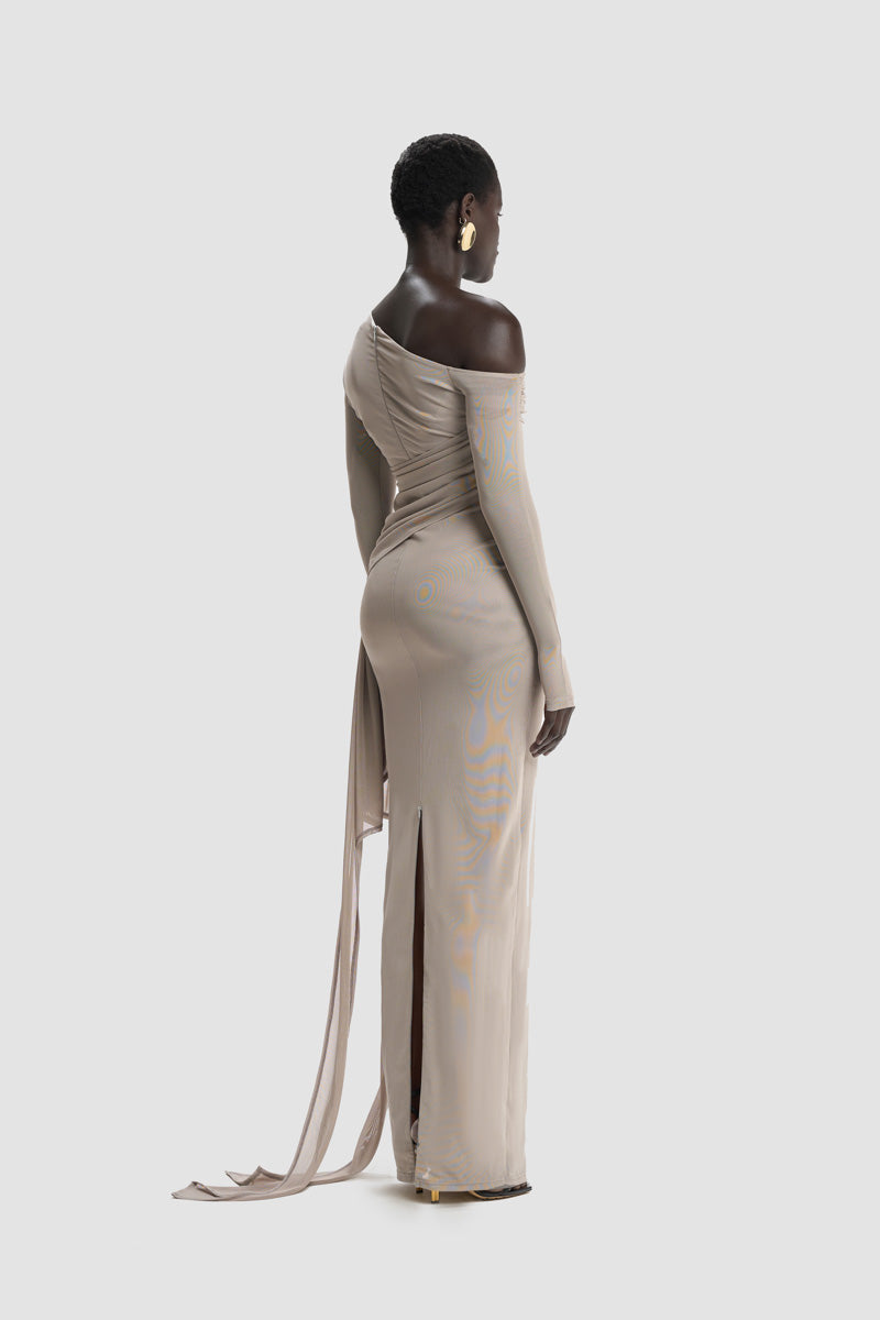 Elegant BBXBRAND VERELLA MAXI IN NARNIA dress with flowing fabric and floral pattern, perfect for summer occasions.
