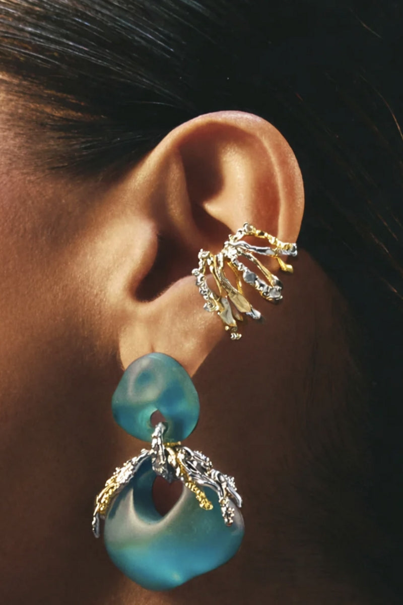 Mixed metal Vault earcuff earring by Jude Benhalim, featuring a sleek, modern design for a stylish ear accessory.