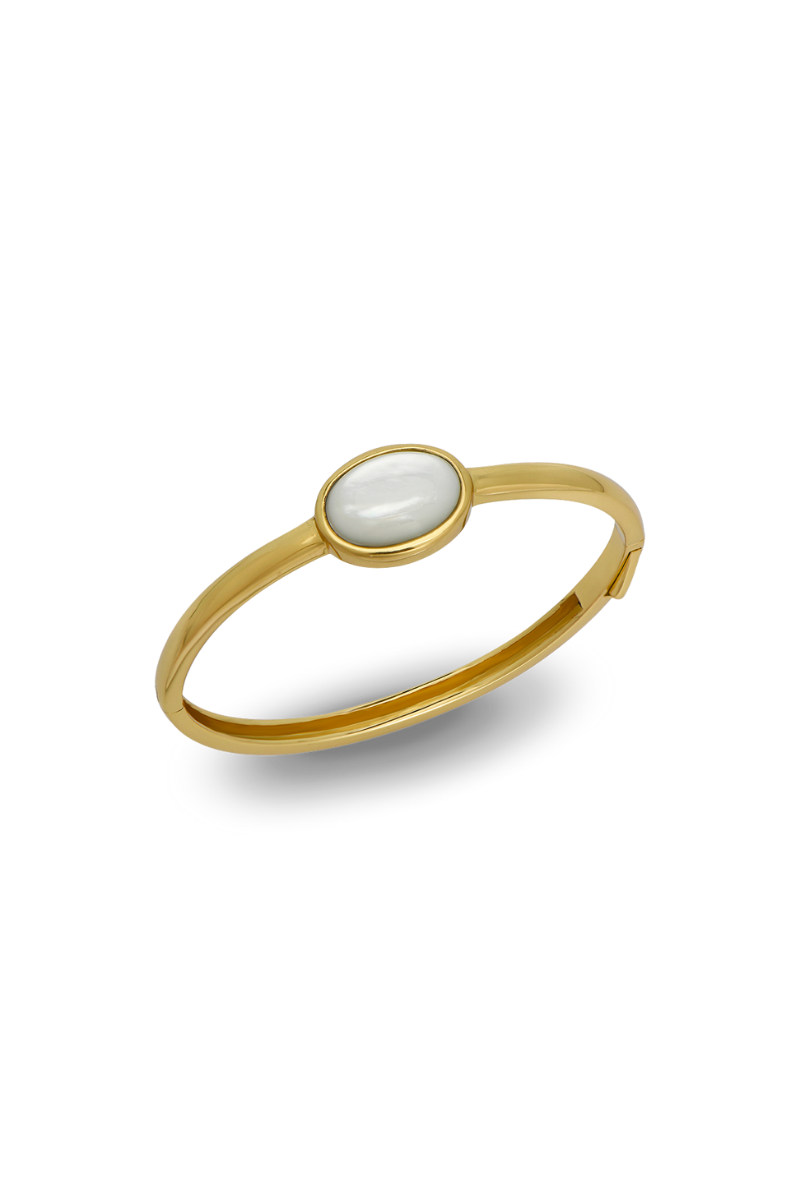 Sara Shala Venus bangle in yellow gold vermeil, showcasing a sleek and elegant bracelet design with a smooth finish.