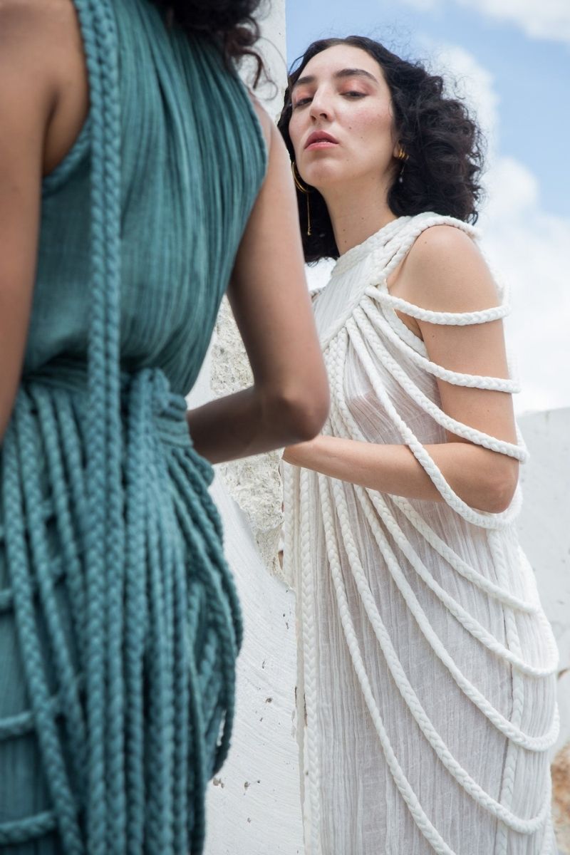 Kasia Kulenty VERRA nude maxi gown with elegant flowing fabric, perfect for formal occasions and evening wear.