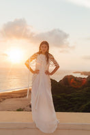 Kasia Kulenty VERRA nude maxi gown with flowing fabric and elegant design, perfect for formal occasions.