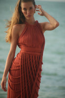 Kasia Kulenty Vera Gown in Terra, a flowy maxi dress with earthy tones and elegant design, perfect for casual or special occasions.