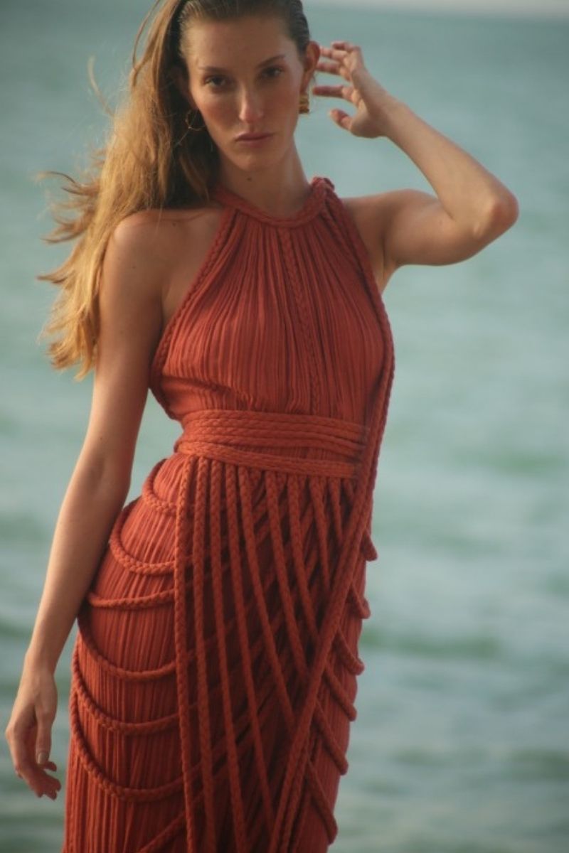 Kasia Kulenty Vera Gown in Terra, a flowy maxi dress with earthy tones and elegant design, perfect for casual or special occasions.