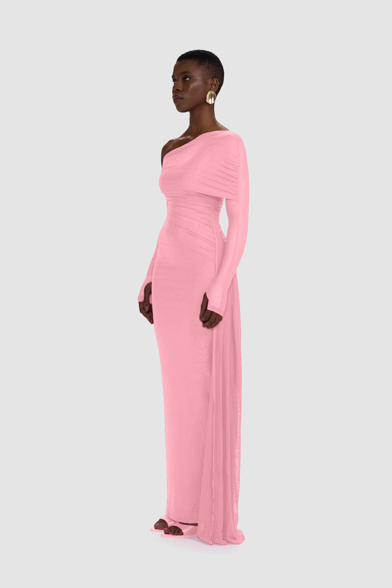 ethical pink maxi dress Draped Structured Maxi Dress Light Pink