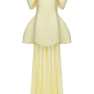 Matters Verona butter yellow gown featuring a flowing design and elegant silhouette, perfect for formal occasions.