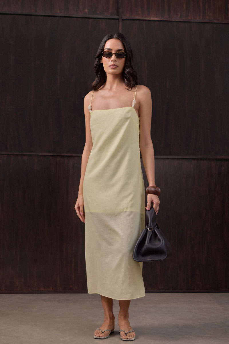 Light blue Vesna midi dress by Summer Away with a flowing silhouette, perfect for summer occasions.
