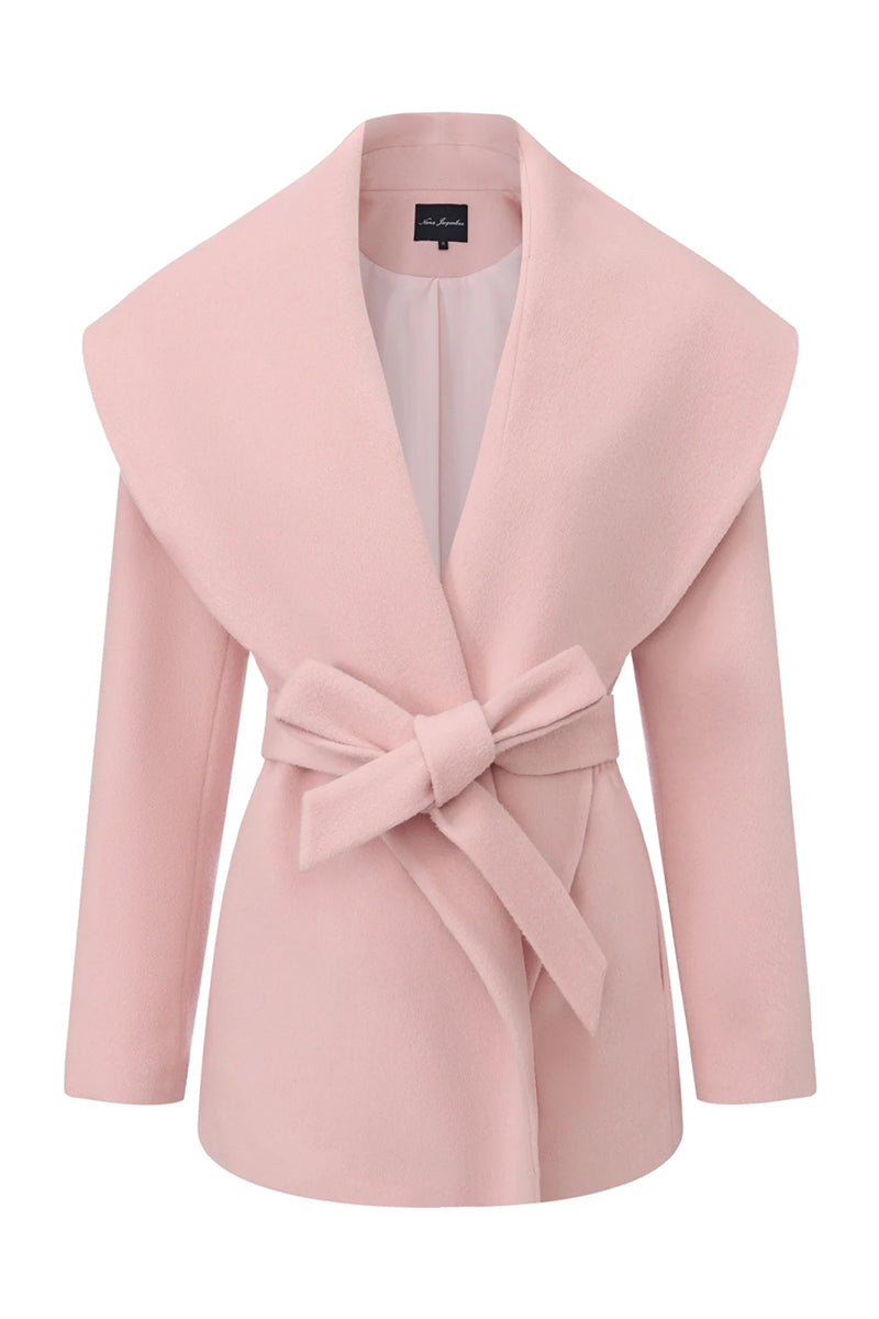 VICTORIA BOW COAT IN PINK