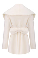 Nana Jacqueline Victoria Bow Coat in white, stylish women's outerwear with a bow detail back view showing elegant design.