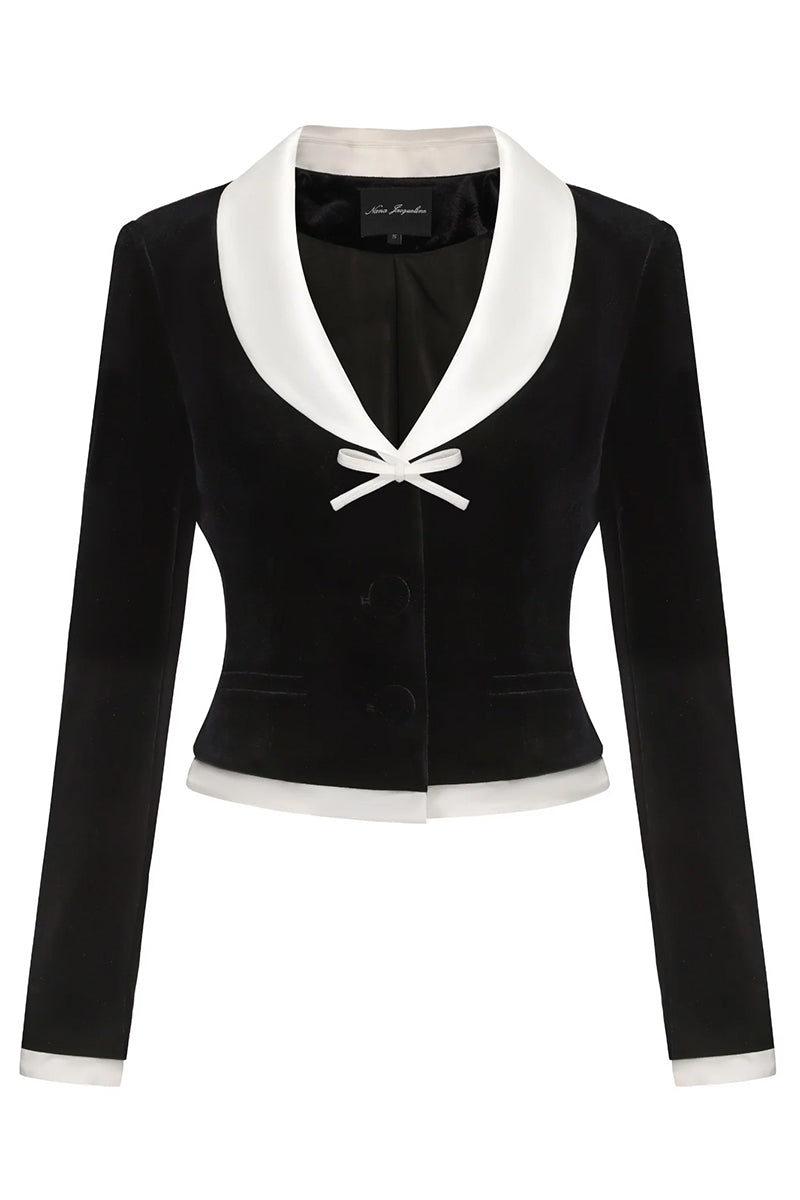 VICTORIA VELVET BLAZER IN BLACK