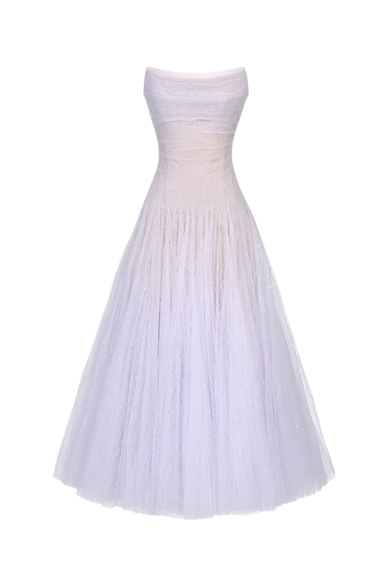 VIOLET DRAPED LACE MIDI DRESS - CULT MIA