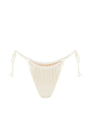 White pearl glossy bikini bottom by Suncillo, featuring a sleek, shiny design and smooth fit for stylish beachwear.