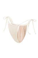 White pearl Virna glossy bikini bottom by Suncillo, featuring smooth fabric and a sleek, fitted design for beachwear.