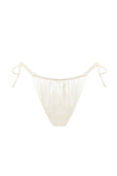 White pearl bikini bottom from Suncillo's Virna Glossy Bikinis collection, featuring a sleek, shiny finish and classic cut.