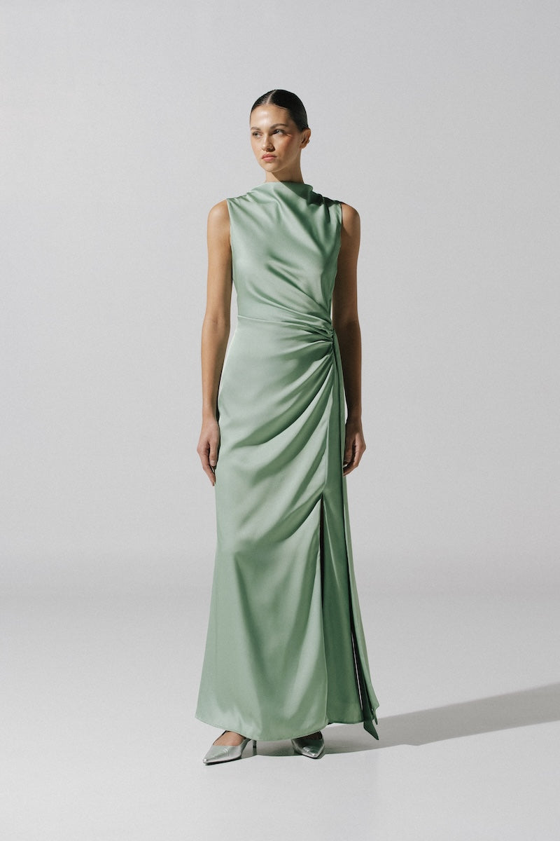 Baobab Vitto maxi dress in jade, flowing sleeveless design with a relaxed fit, perfect for casual summer occasions.
