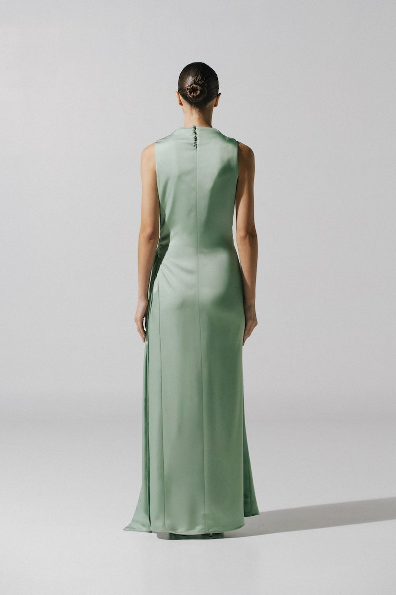 Baobab Vitto Maxi Dress in jade, flowing long dress with elegant design, perfect for casual or formal occasions.