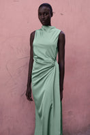 Baobab Vitto Maxi Dress in Jade, flowing maxi dress with a vibrant green color, lightweight fabric, and elegant design.