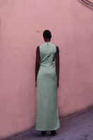 Baobab Vitto Maxi Dress in Jade, flowing maxi dress with a relaxed fit, featuring elegant fabric and vibrant green hue.