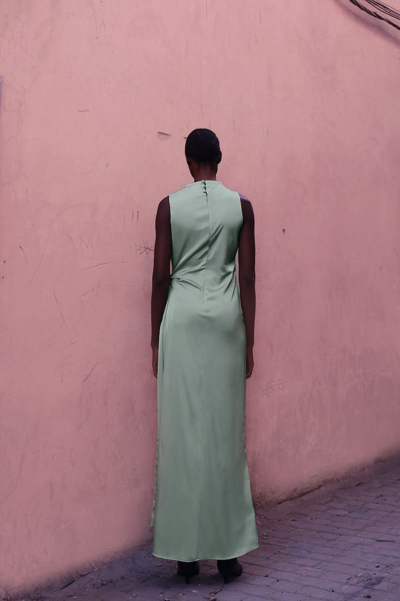Baobab Vitto Maxi Dress in Jade, flowing maxi dress with a relaxed fit, featuring elegant fabric and vibrant green hue.
