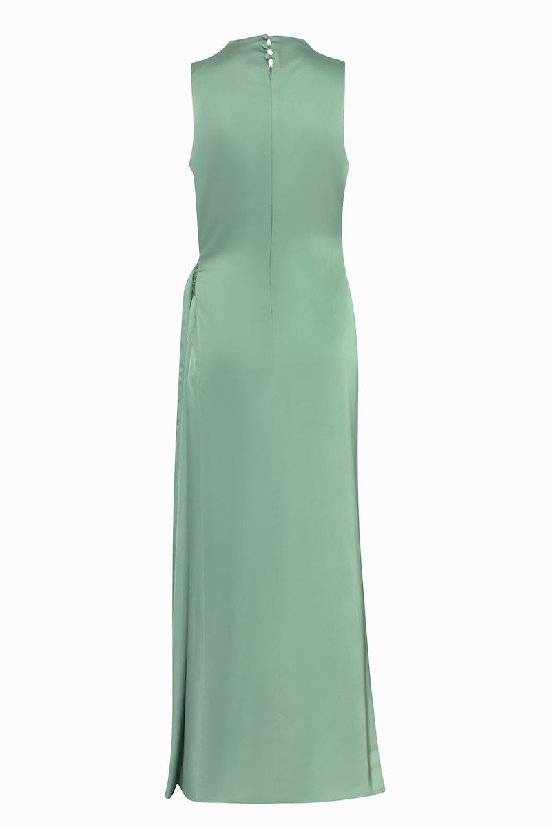 Baobab Vitto Maxi Dress in Jade, showcasing a flowing, elegant maxi dress with vibrant jade green fabric and stylish design.
