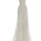 Off-white Fleur Antique gown by Monetre featuring elegant lace details and a flowing silhouette.