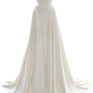 Off-white Luna gown by Monetre, elegant long dress with flowing fabric, perfect for formal occasions or evening wear.