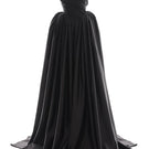 Elegant black Eterna gown by Monetre, flowing fabric with a sophisticated design, perfect for formal occasions.