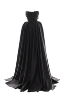 Elegant black Eterna gown by Monetre, flowing fabric with a sophisticated design, perfect for formal occasions.