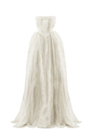 Elegant pale off-white gown by Monetre featuring flowing fabric and sophisticated design, perfect for formal occasions.