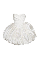Monetre Lilith Petal gown in off-white fabric, showcasing elegant floral design and flowing silhouette for sophisticated style.