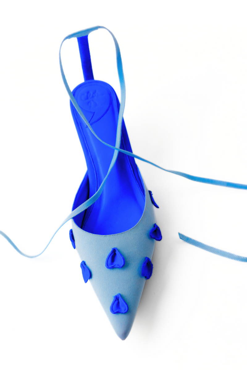 Blue high heels from Christin Wu's Wenda Heels collection, featuring sleek design and elegant style.