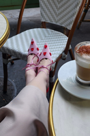 Elegant Christin Wu Wenda heels featuring a lotus-inspired design and stylish heel, perfect for sophisticated footwear.