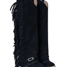 Black Lorena Saravia Western cowboy boots with pointed toes and classic stitching, displayed on a neutral background.