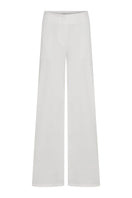 Light beige wide-leg stretch cotton pants from TAGG, featuring a relaxed fit and comfortable design.