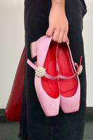 Christin Wu WILLA flats with lotus flower design in soft pastel colors, showcasing elegant slip-on footwear for women.