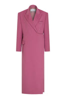 Tagg wool coat with side slit, stylish and warm outerwear, featuring a tailored fit and classic design in neutral fabric.