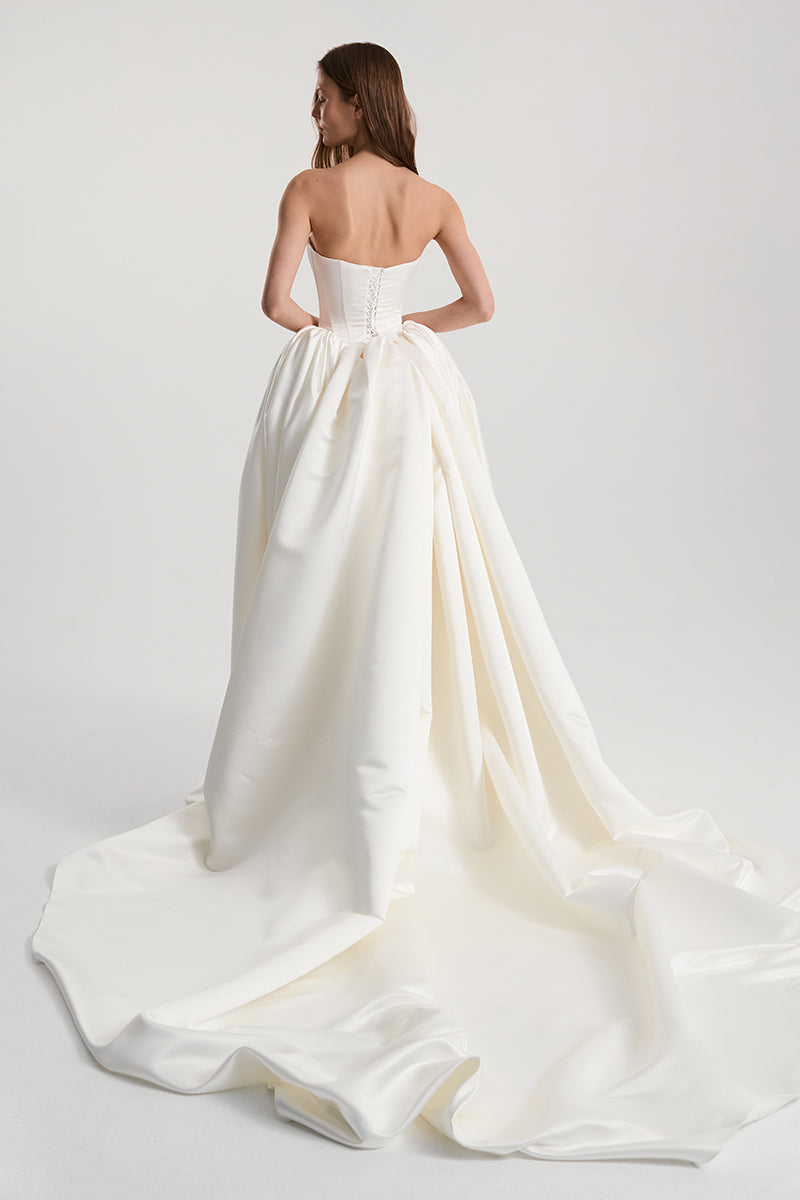 ETERNA DRESS SATIN IN OFF-WHITE - CULT MIA