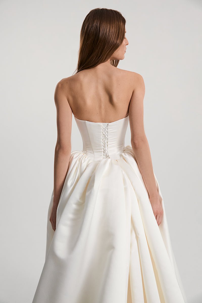 ETERNA DRESS SATIN IN OFF-WHITE - CULT MIA