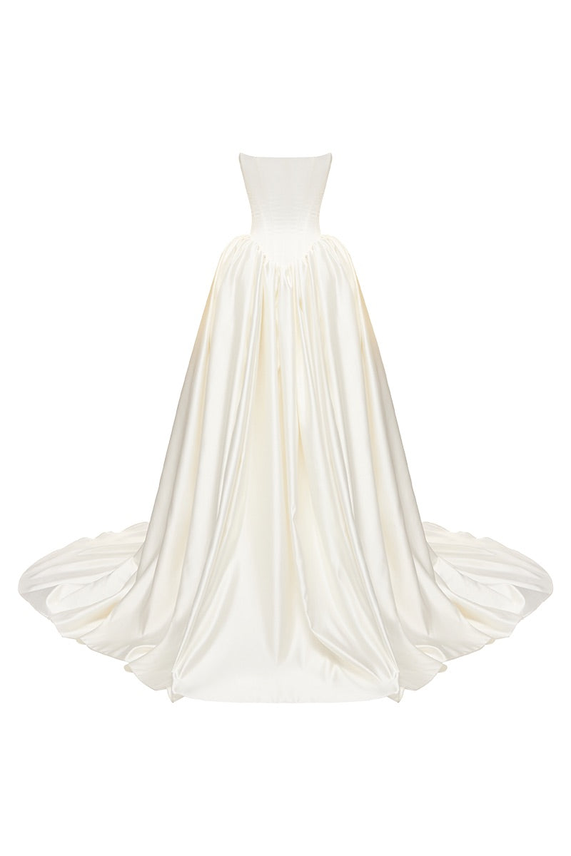 ETERNA DRESS SATIN IN OFF-WHITE - CULT MIA