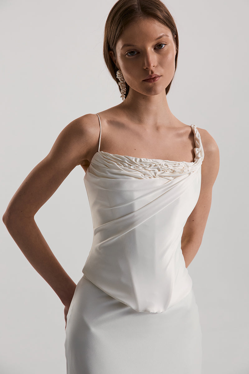 LILIT CORSET SATIN IN OFF-WHITE - CULT MIA