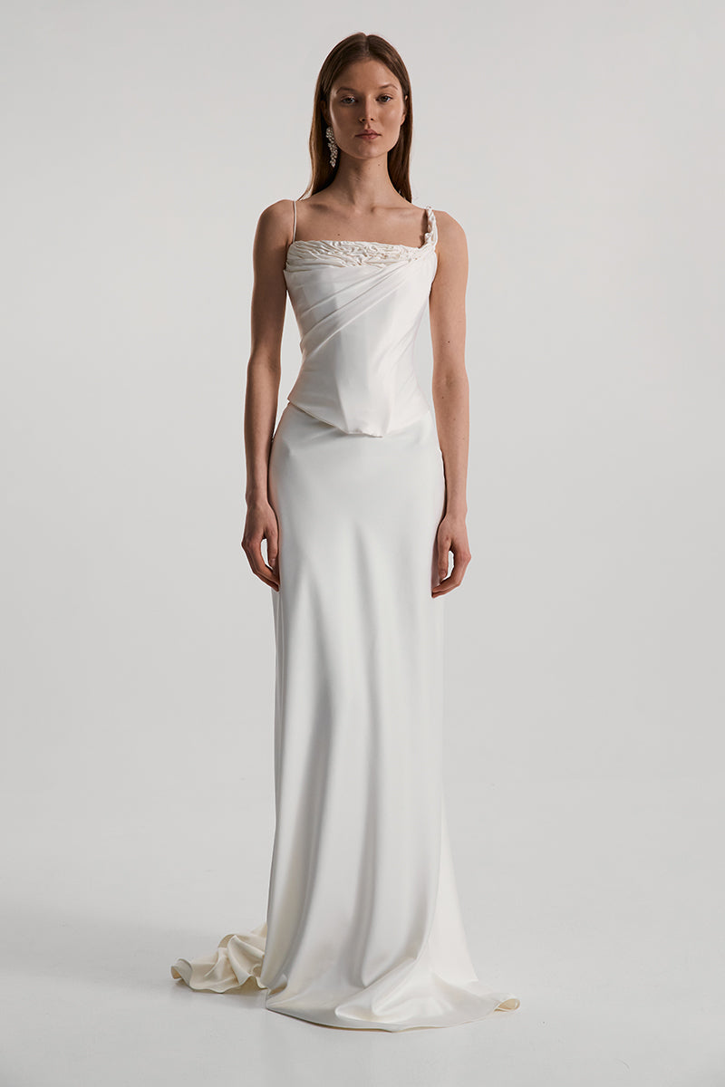 LILIT CORSET SATIN IN OFF-WHITE - CULT MIA