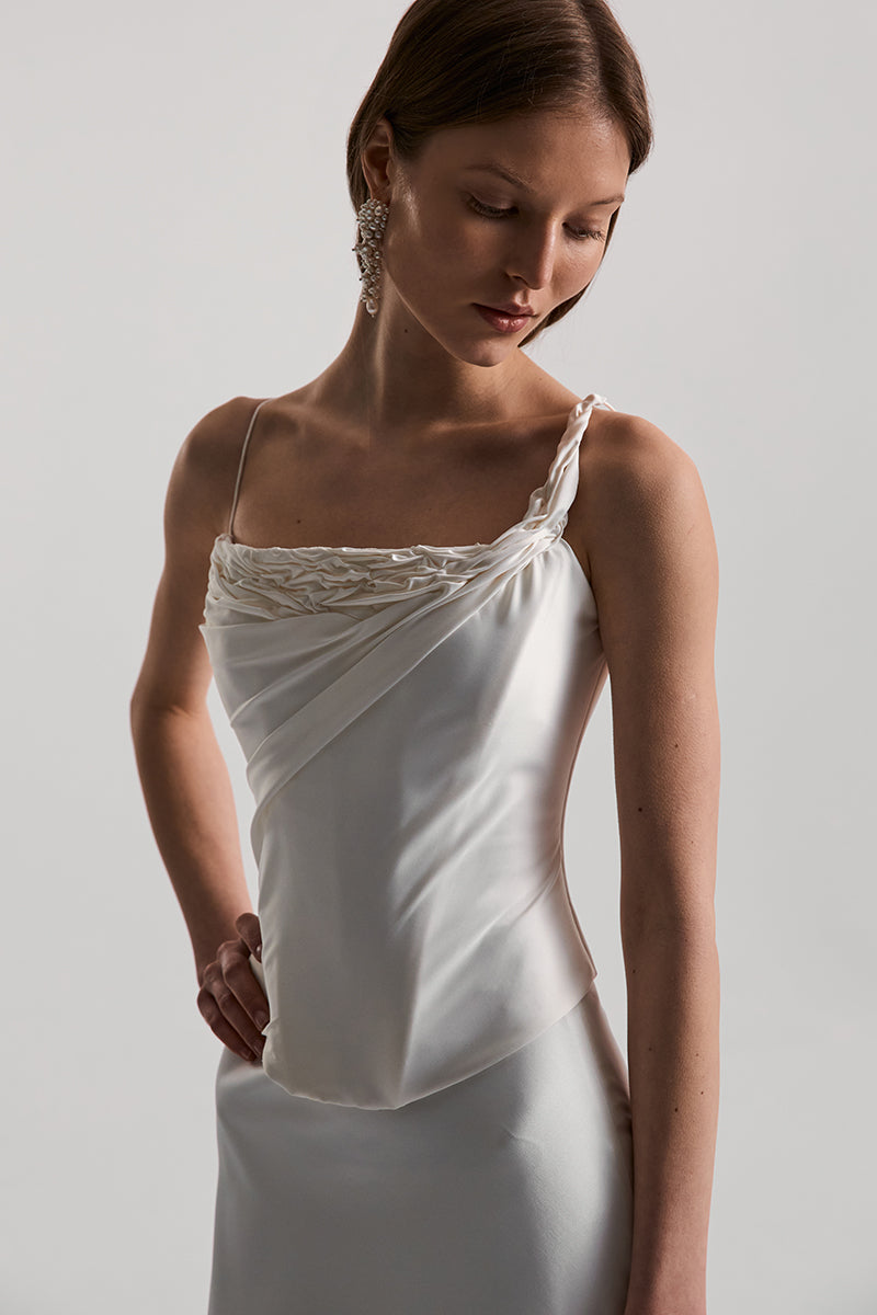 LILIT CORSET SATIN IN OFF-WHITE - CULT MIA