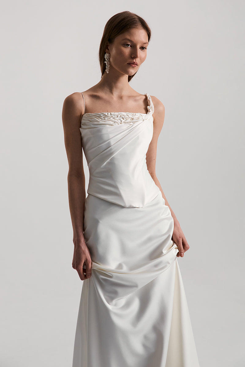 LILIT CORSET SATIN IN OFF-WHITE - CULT MIA