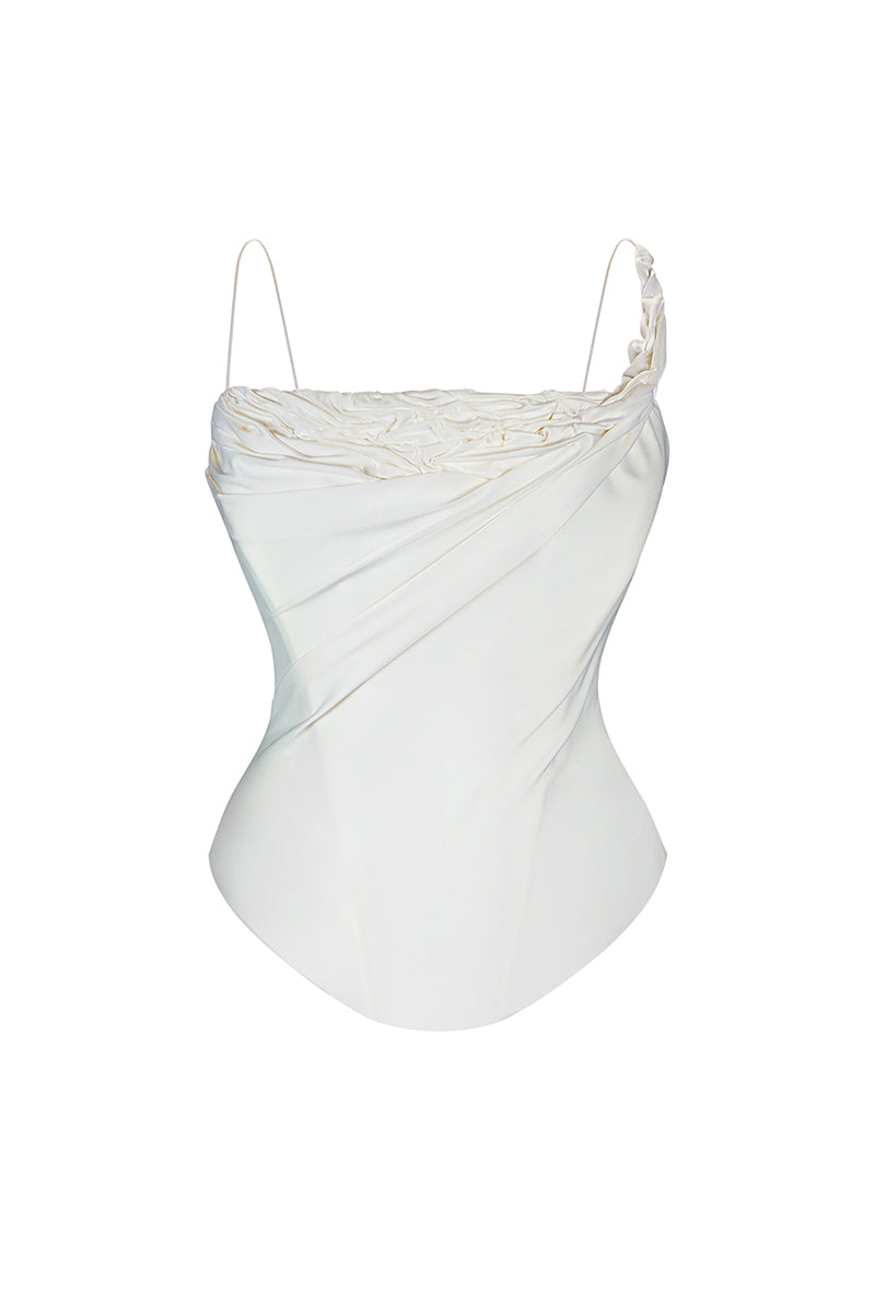 LILIT CORSET SATIN IN OFF-WHITE - CULT MIA