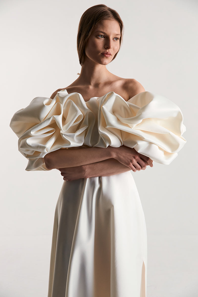 MERINGUE DRESS SILK IN OFF-WHITE - CULT MIA
