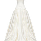 Off-white satin maxi dress by Monetre featuring elegant flowing fabric and a sophisticated silhouette.