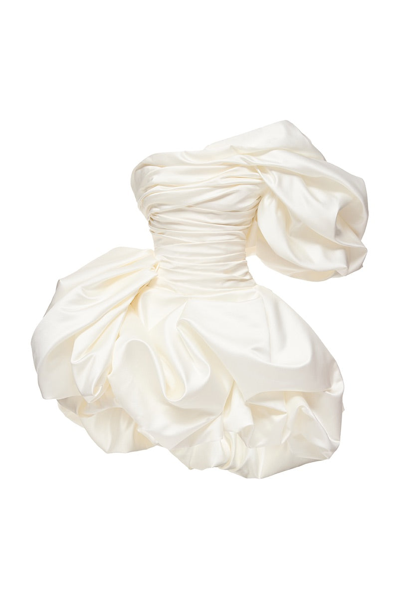BISOU MINI DRESS SATIN IN OFF-WHITE - CULT MIA